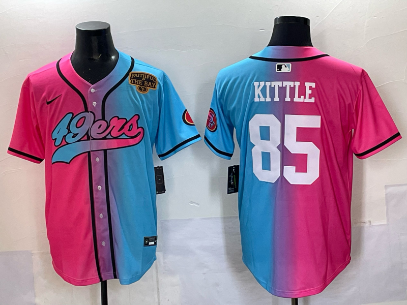 Men 2025 San Francisco 49ers #85 Kittle Pink Blue pink Nike Limited NFL Jersey 0013